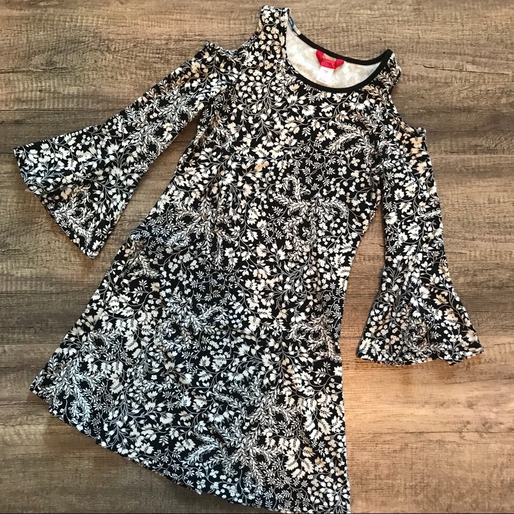 Girls hot kiss cold shoulder skater dress